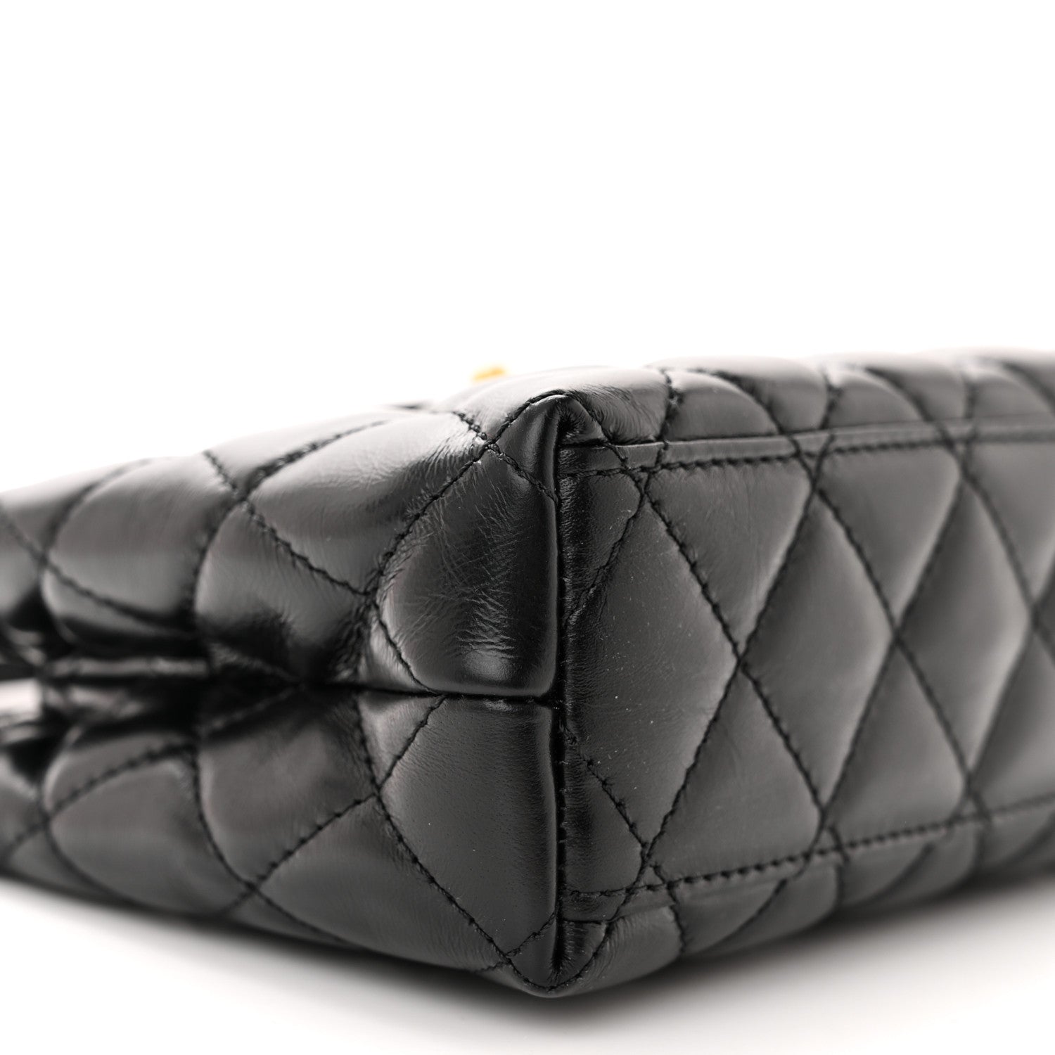 Chanel Shiny Aged Calfskin Quilted Nano Kelly Shopper Black 9 of 10