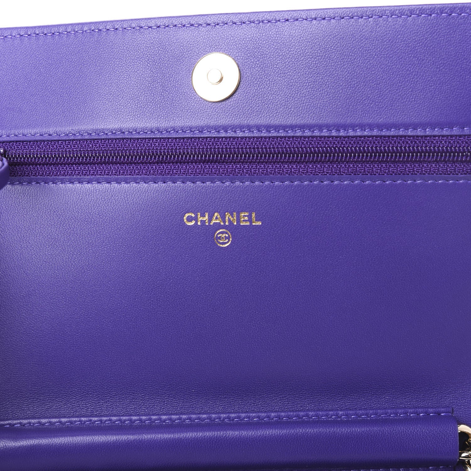 Chanel Lambskin Quilted Boy Wallet On Chain WOC Purple 7 of 10