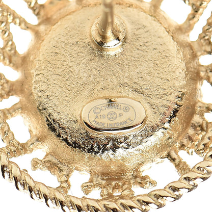 Chanel Pearl CC Round Rope Logo Earrings Gold 4 of 4