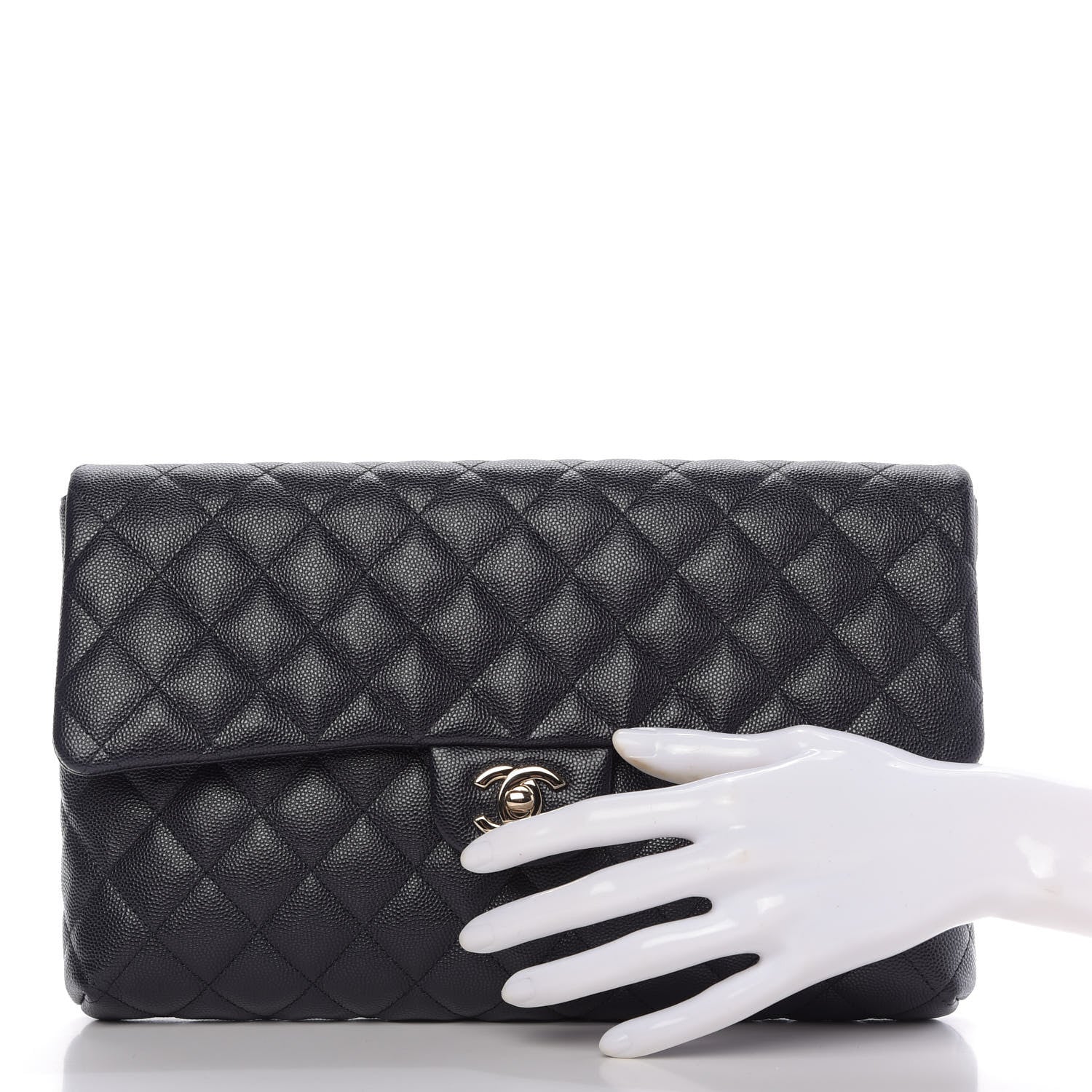 Chanel Caviar Quilted Flap Clutch Navy Blue 2 of 10