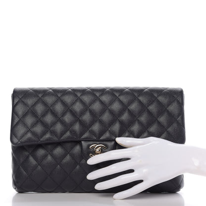 Chanel Caviar Quilted Flap Clutch Navy Blue 2 of 10