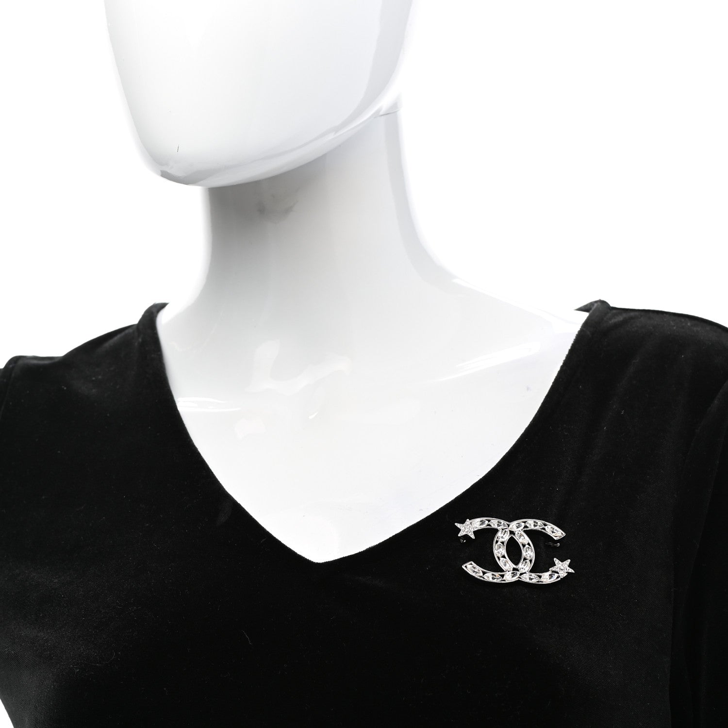 Chanel Crystal Starfall CC Brooch Silver 2 of 4