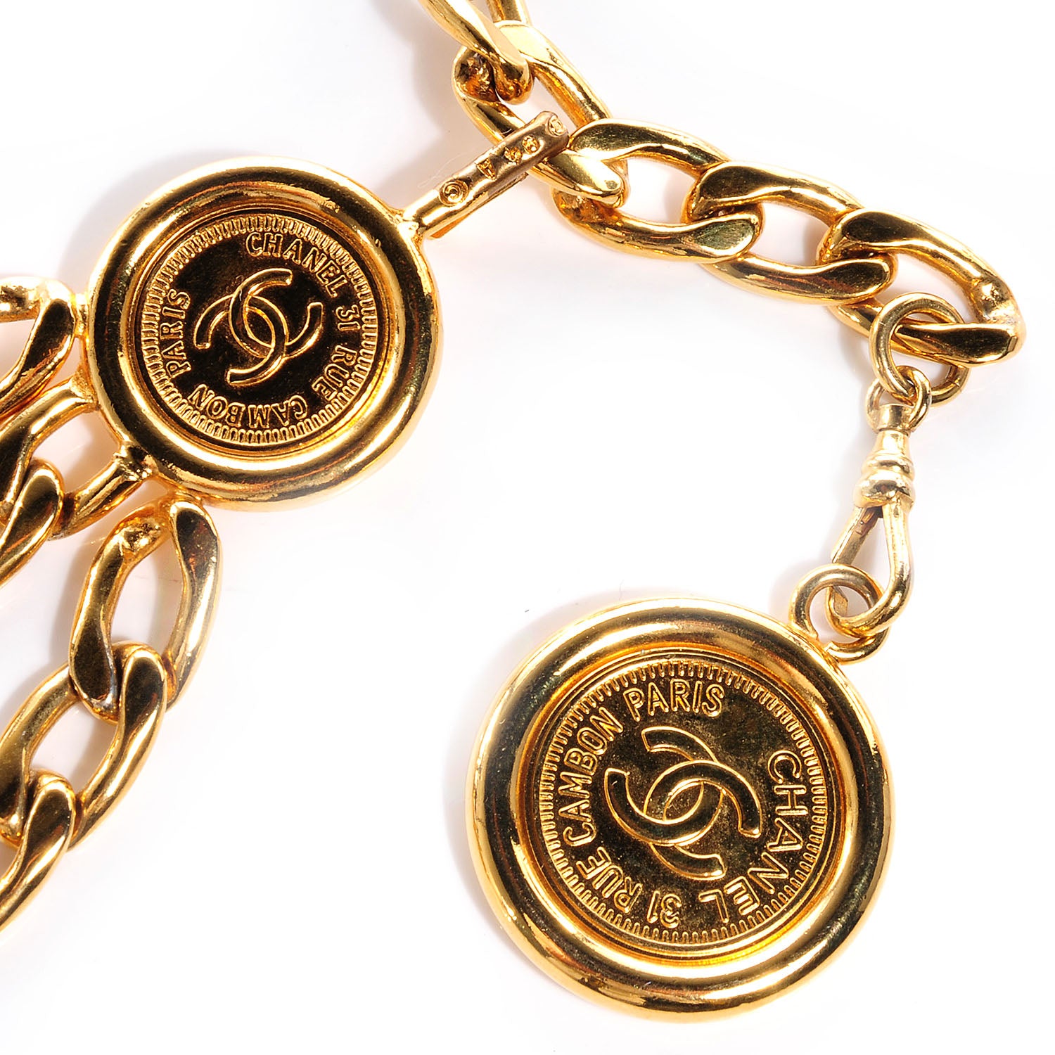 Chanel Metal Chain CC Medallion Belt Gold 3 of 6