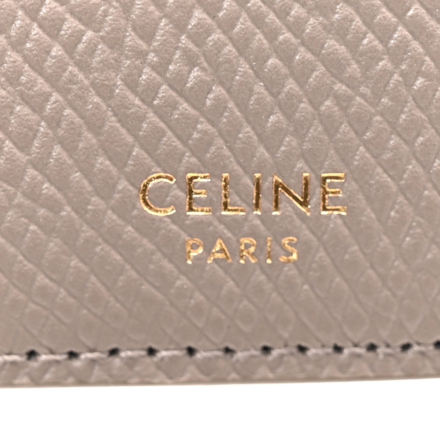 Grained Calfskin Zipped Card Holder Pebble