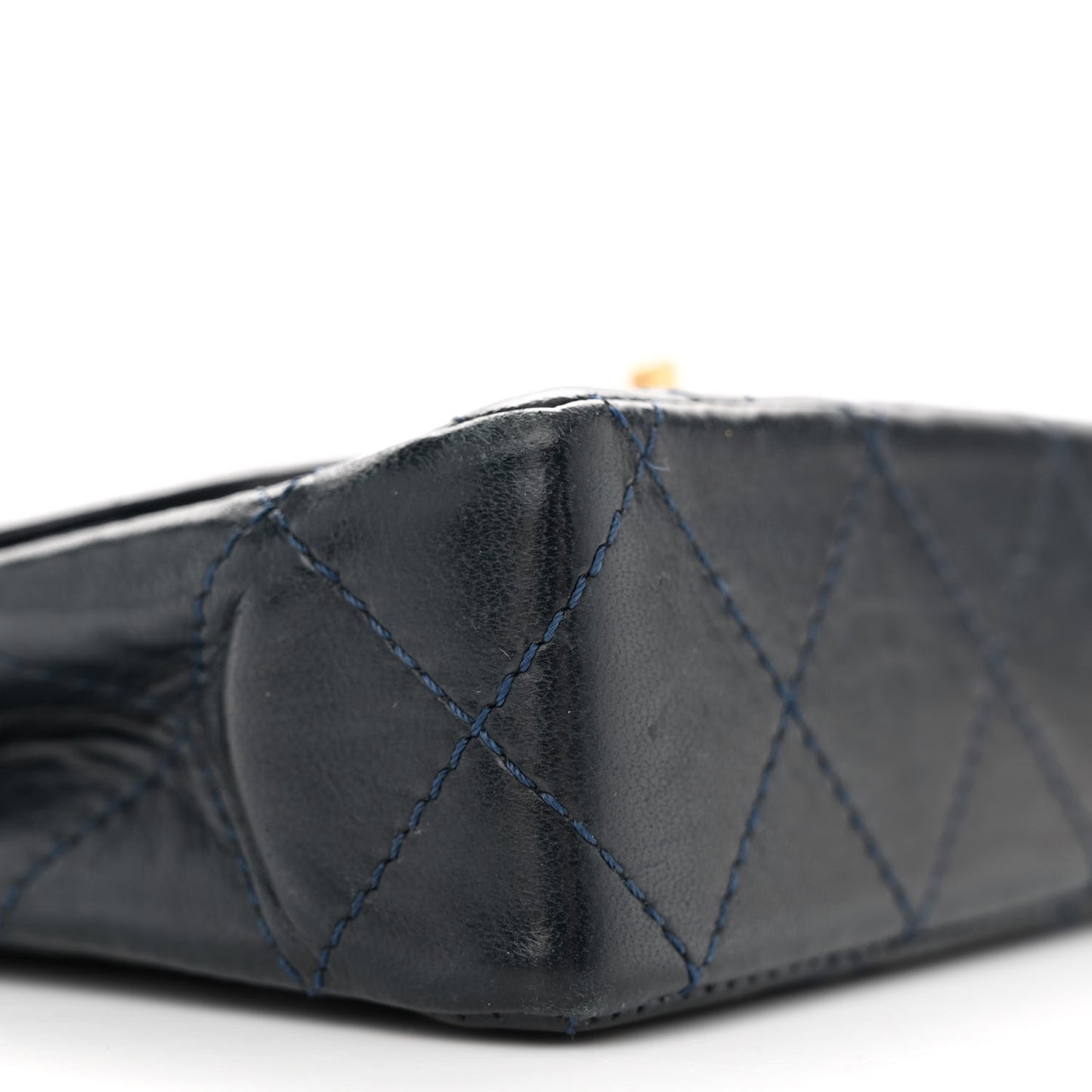 Lambskin Quilted Mini Square Flap Bag Navy