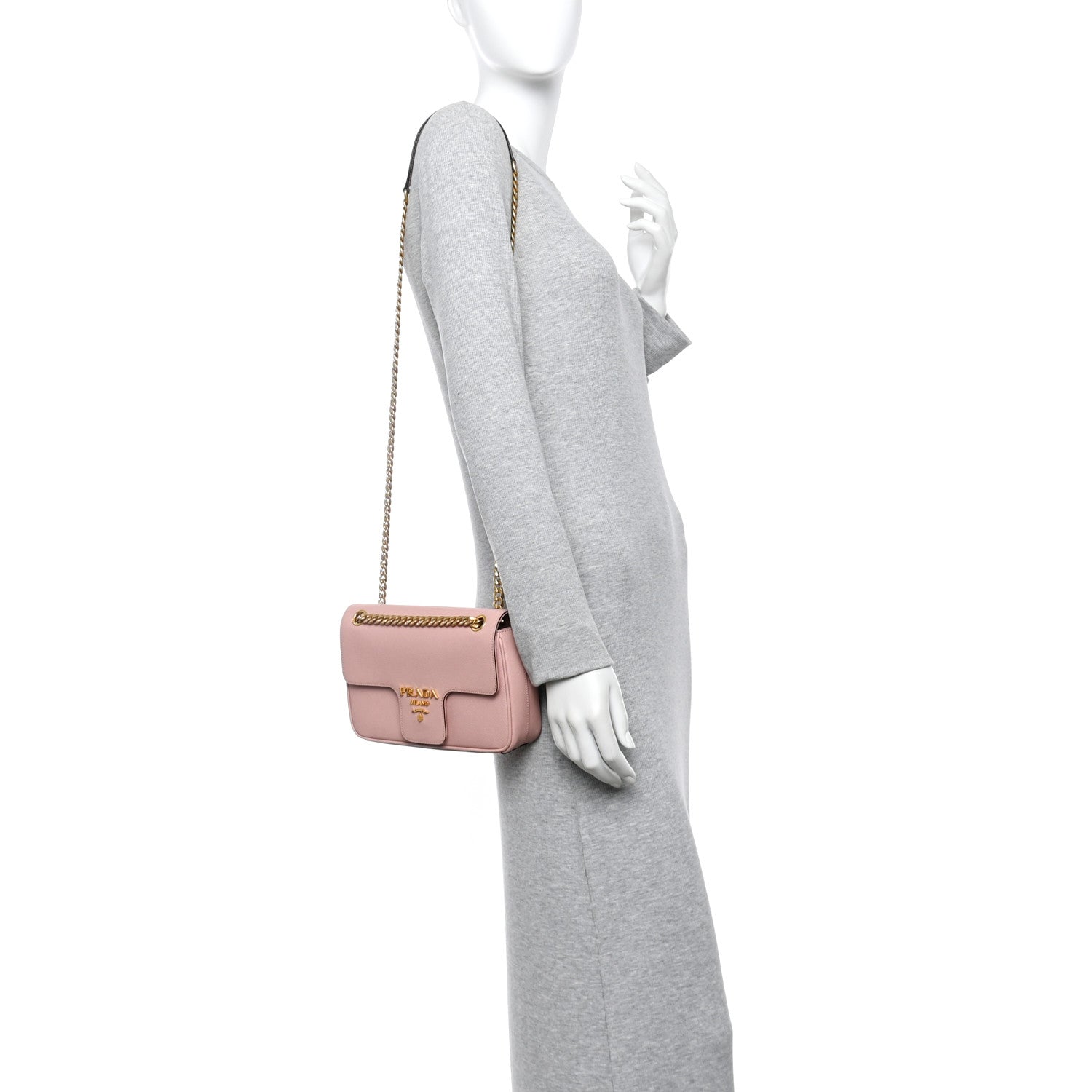 Prada Saffiano Flap Shoulder Bag Orchidea 2 of 11