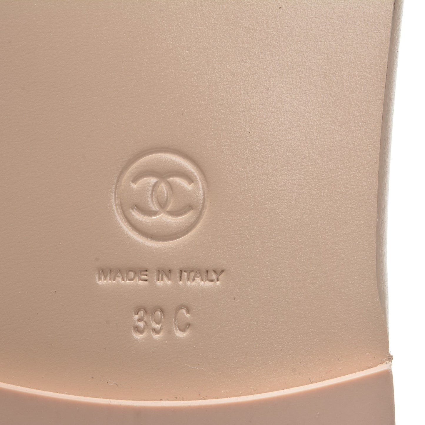 Patent Calfskin CC Slip On Mules 39 Beige