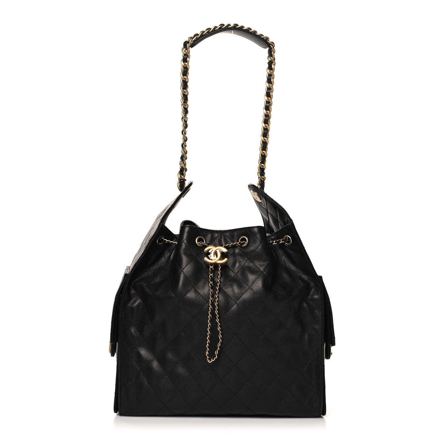 Caviar Quilted Medium Chanel 25 Handbag Black
