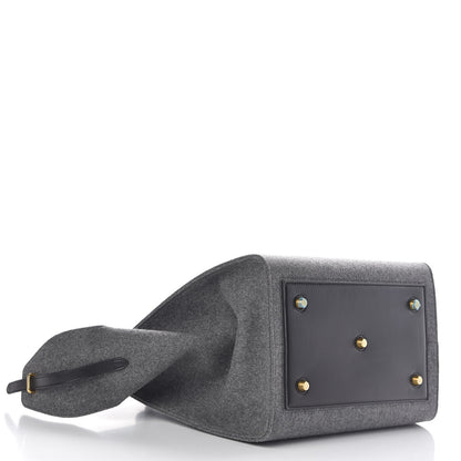 Celine Felt Calfskin Large Tie Knot Tote Grey Black 4 of 10