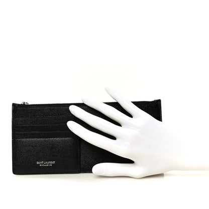 Saint Laurent Grained Calfskin Zip Pouch Tech Card Holder Black 2 of 8