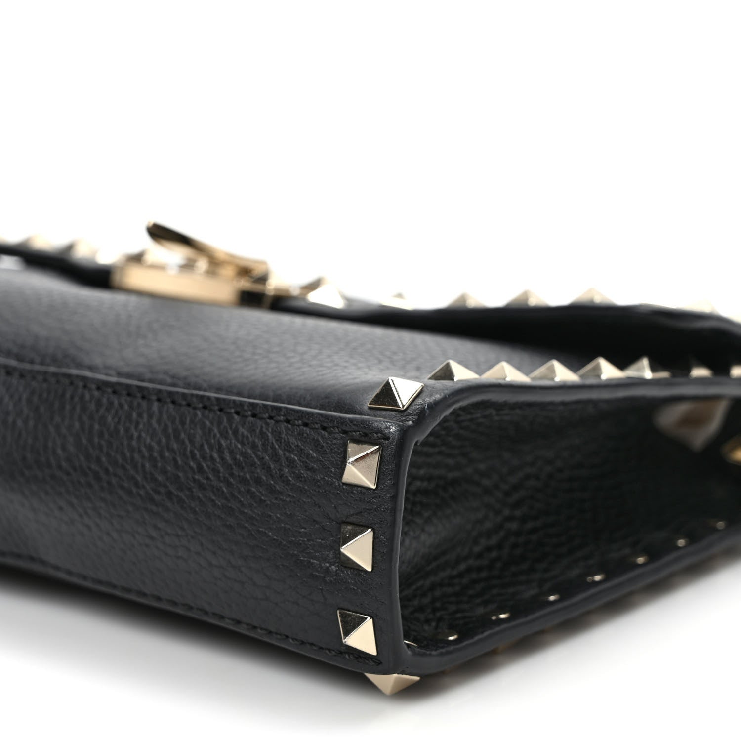 Valentino Garavani Pebbled Calfskin Medium Rockstud Flip Lock Crossbody Bag Black 8 of 8