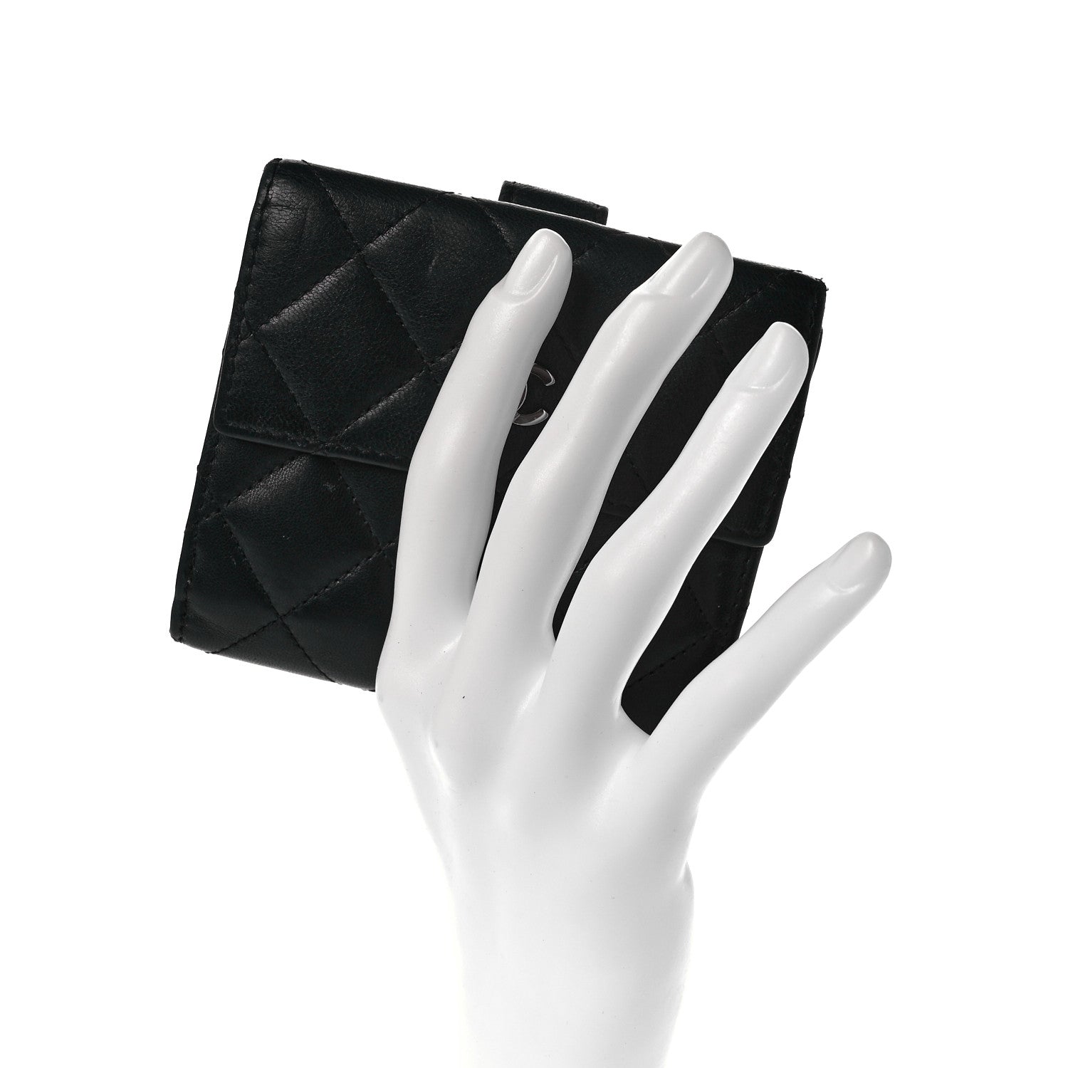 Chanel Lambskin Quilted Compact French Flap Wallet Black 2 of 10