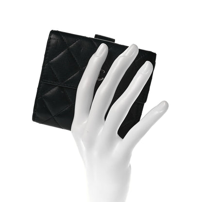 Chanel Lambskin Quilted Compact French Flap Wallet Black 2 of 10