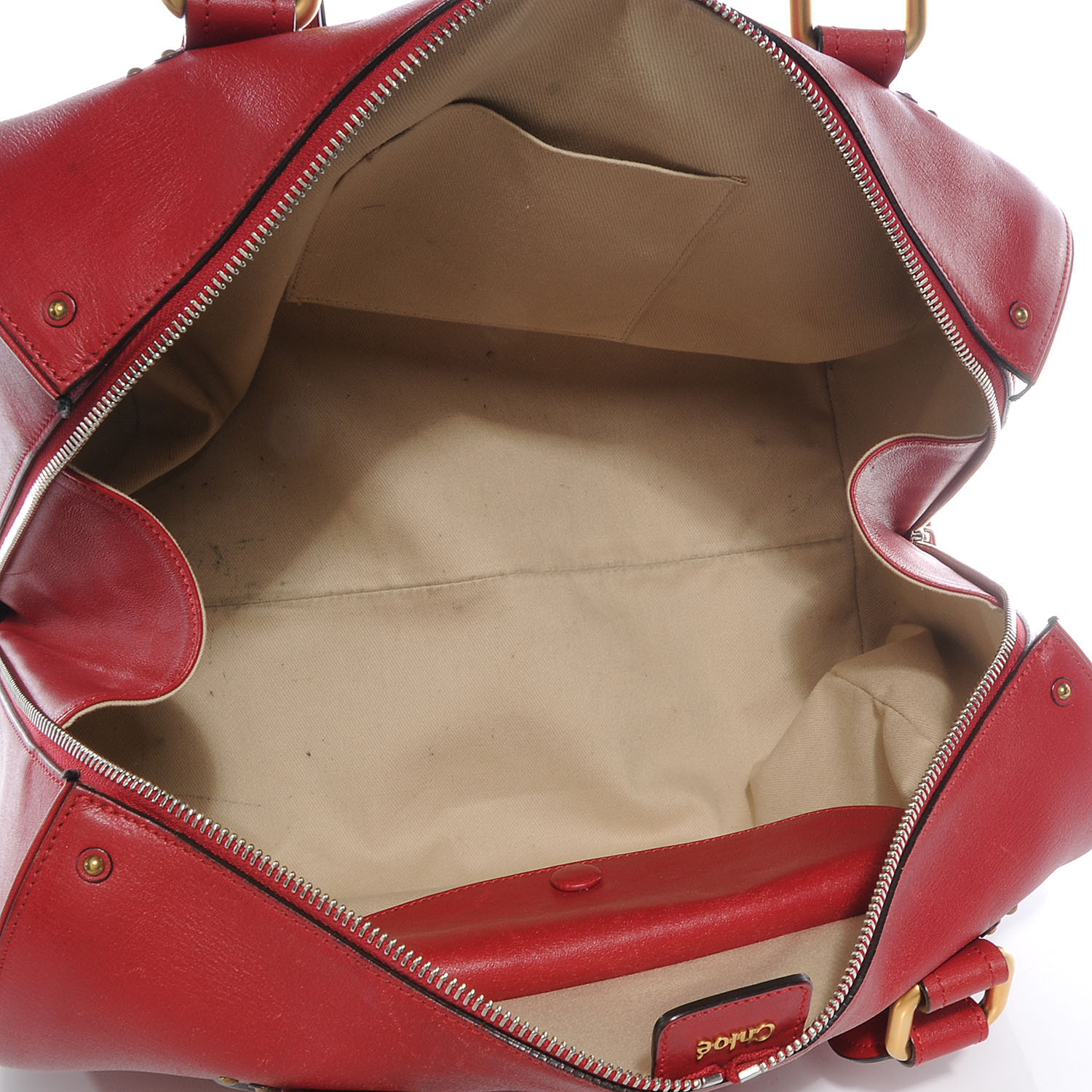 Chloe Calfskin Aurore Duffle Bag Vermillion Red 5 of 8