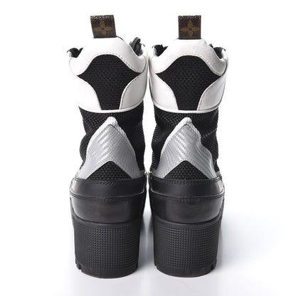 Louis Vuitton Calfskin Technical Nylon Laureate Platform Desert Boot 38 Black White 5 of 10