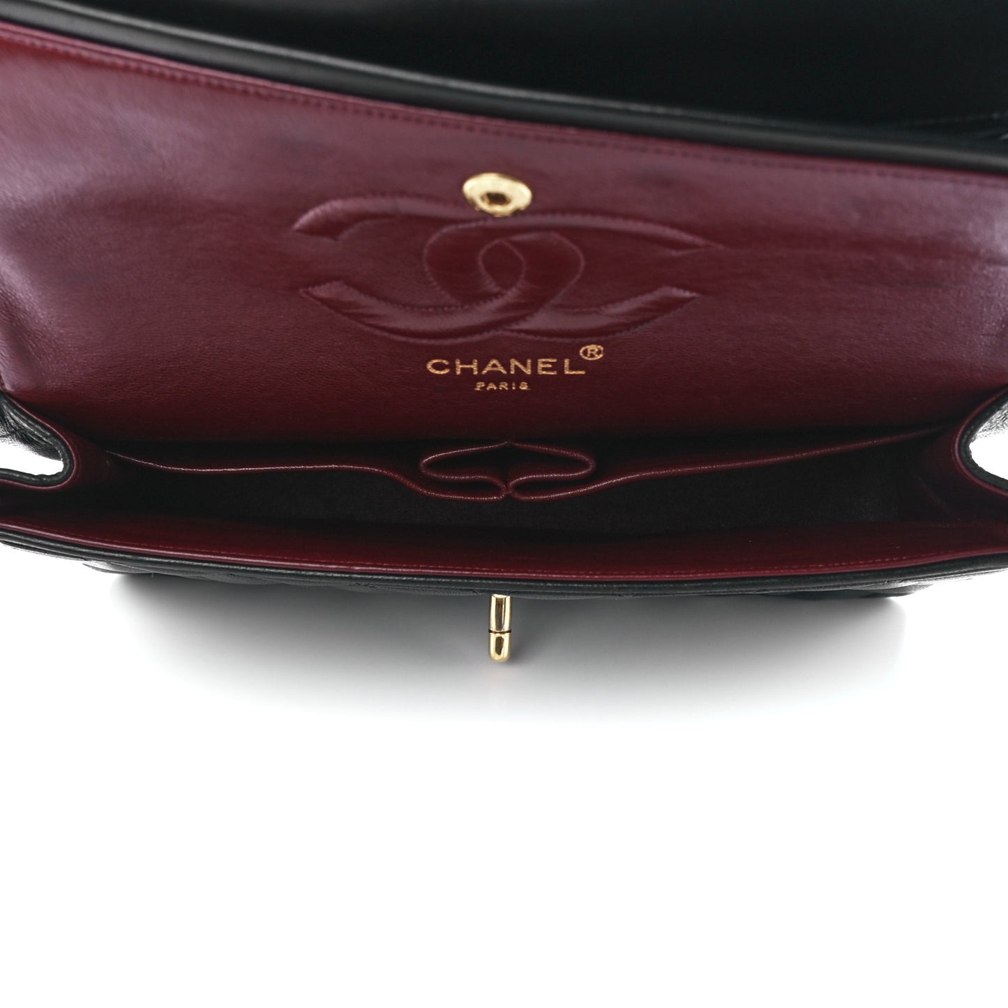 Lambskin Quilted Medium Double Flap Black