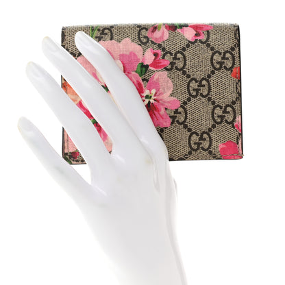 Gucci GG Supreme Monogram Blooms Card Case Wallet Beige Multicolor Dry Rose 2 of 8
