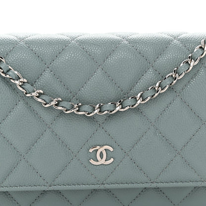 Chanel Caviar Quilted Wallet on Chain WOC Light Blue 9 of 11