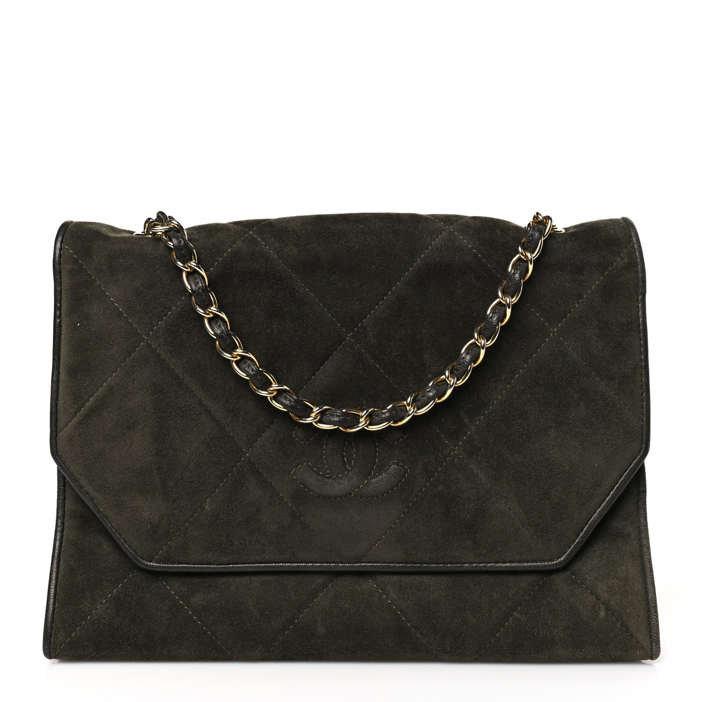 Suede Quilted Mini Flap Green