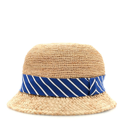 Prada Raffia Bucket Hat M Naturale Blue 3 of 7