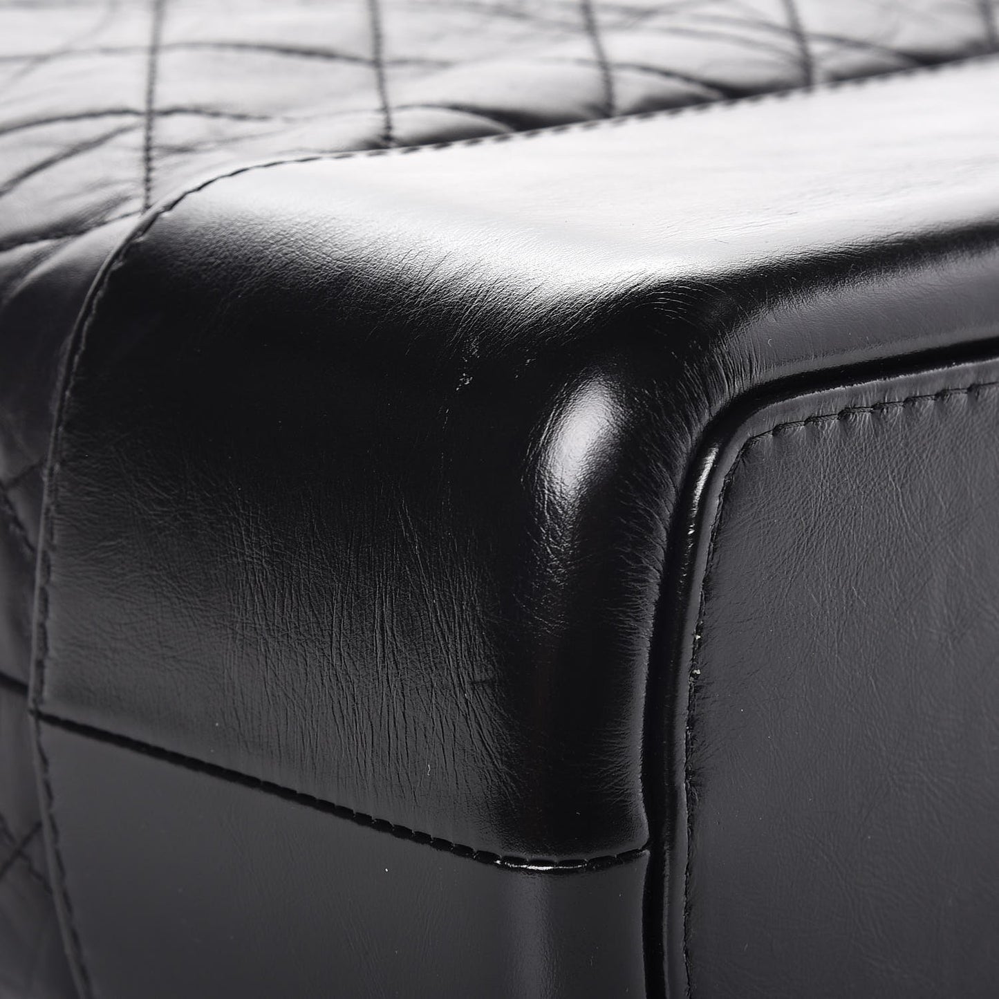 Aged Calfskin Quilted Large Gabrielle Hobo Black