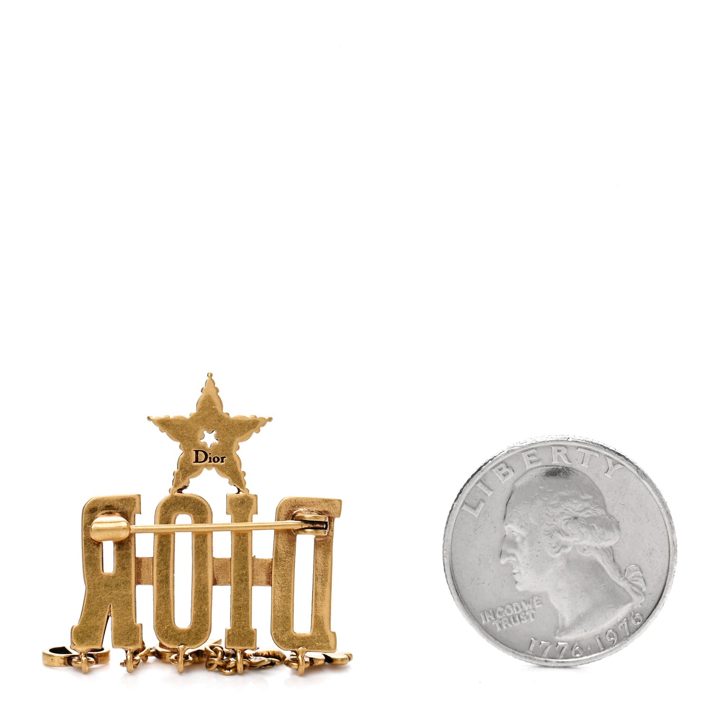 Metal Crystal Dio(r)evolution Logo Brooch Antique Gold