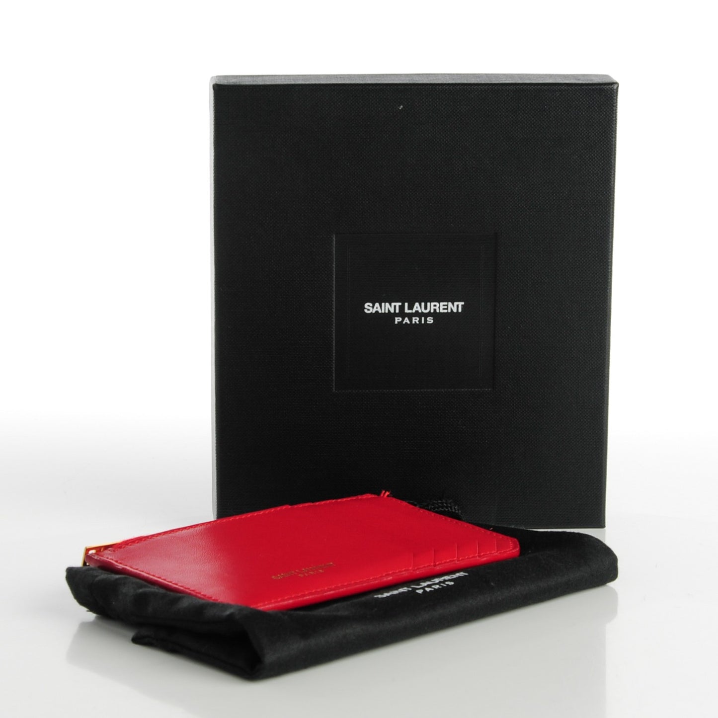 Calfskin 5 Fragments Zip Pouch Card Holder New Red