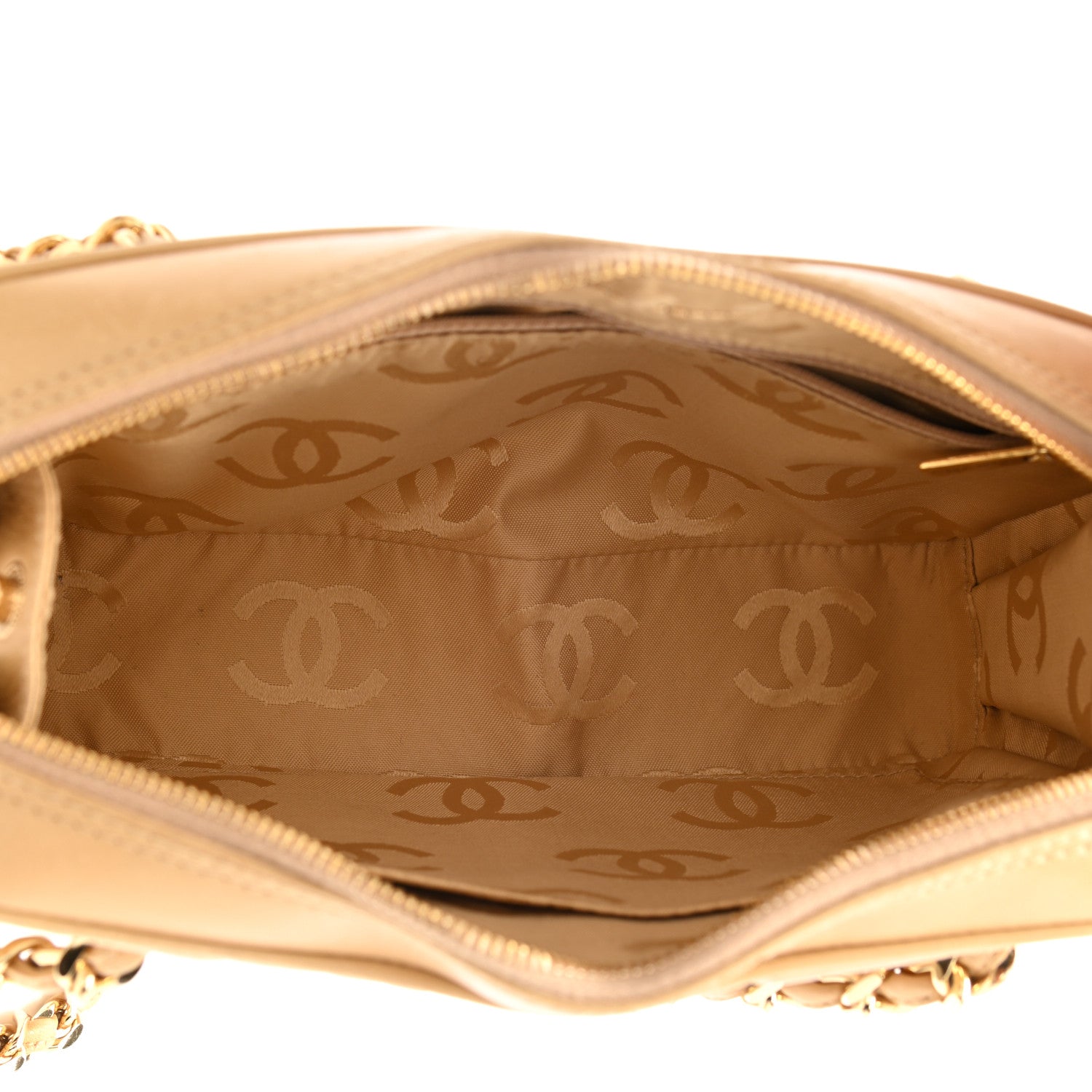 Chanel Lambskin Chevron Quilted Camera Case Beige 5 of 12