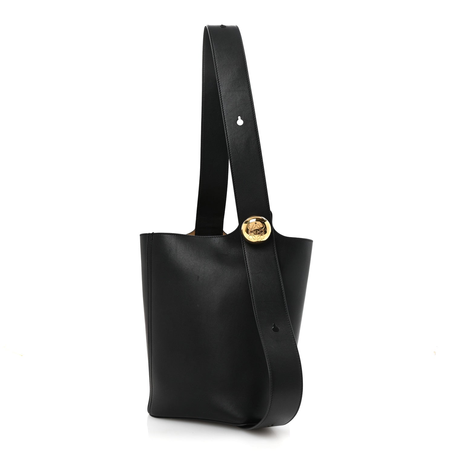 Loewe Smooth Calfskin Medium Pebble Bucket Bag Black 1 of 9