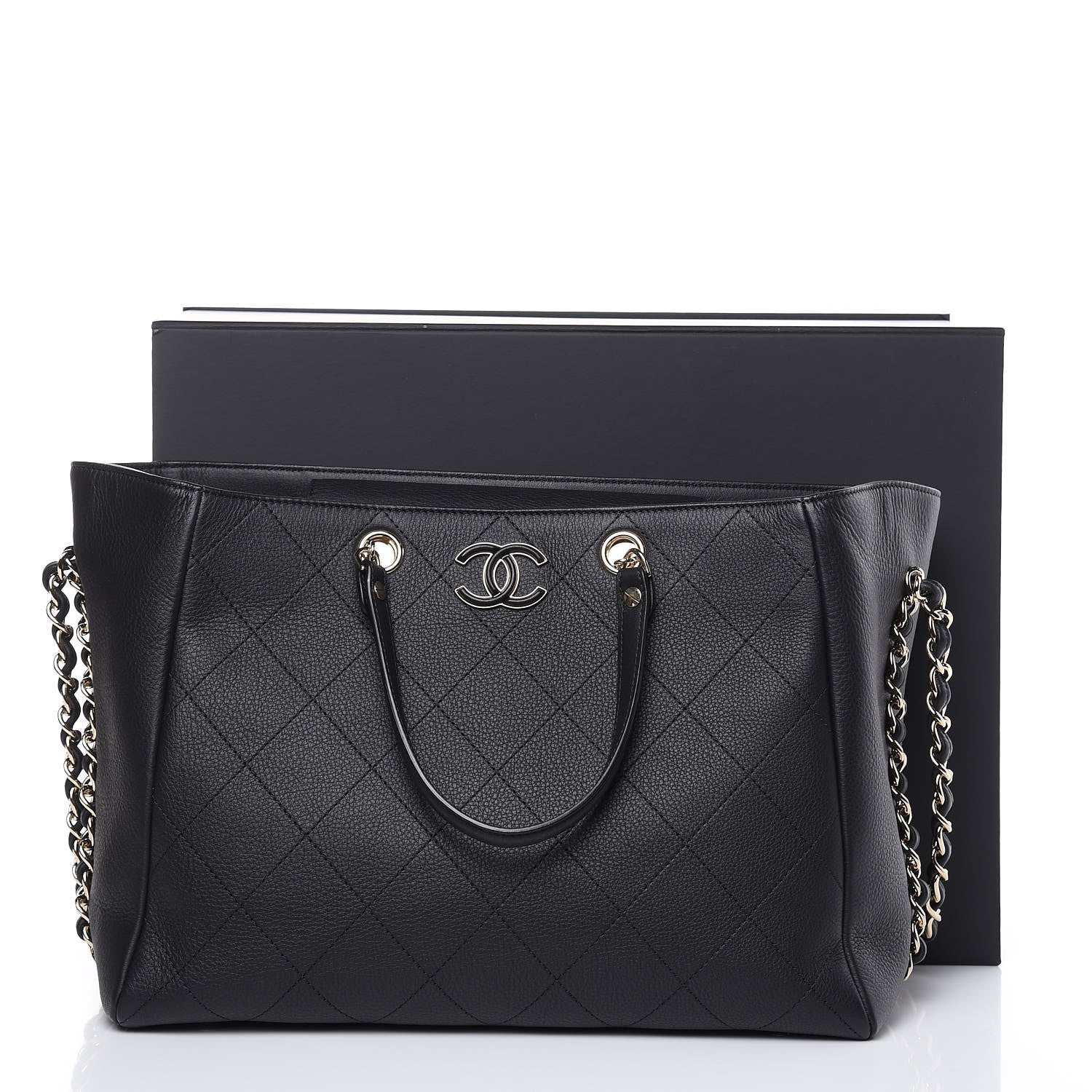 Chanel Bullskin Stitched Medium Shopping Bag Black 12 of 12