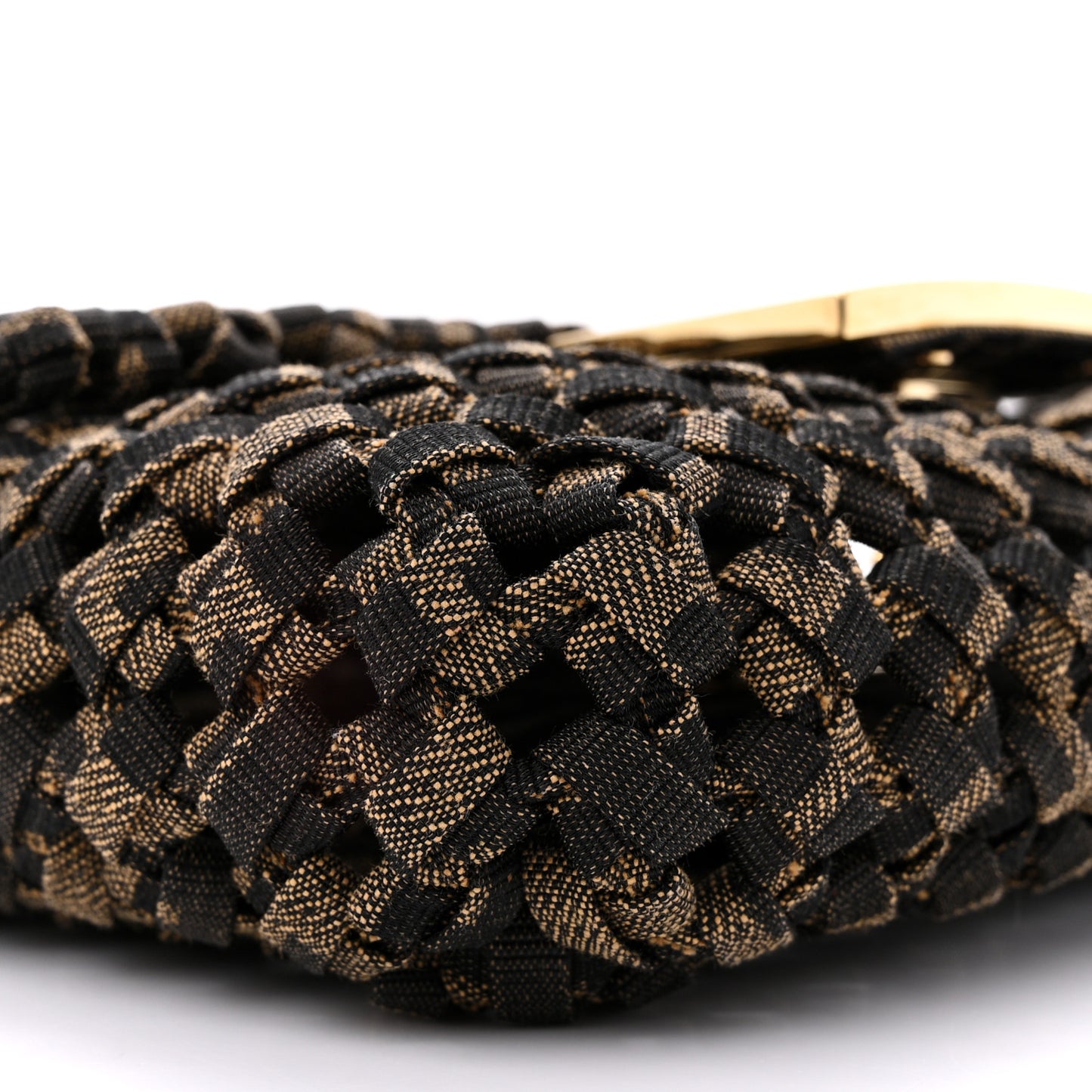 Fabric Jacquard FF 1974 Woven Knotted Mini Baguette Tobacco Moro