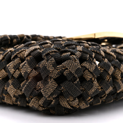 Fendi Fabric Jacquard FF 1974 Woven Knotted Mini Baguette Tobacco Moro 9 of 11
