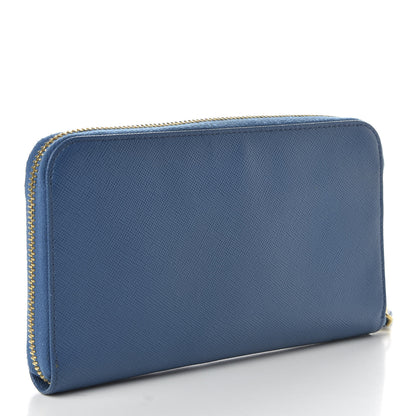 Prada Saffiano Metal Zip Around Wallet Cobalto 3 of 9
