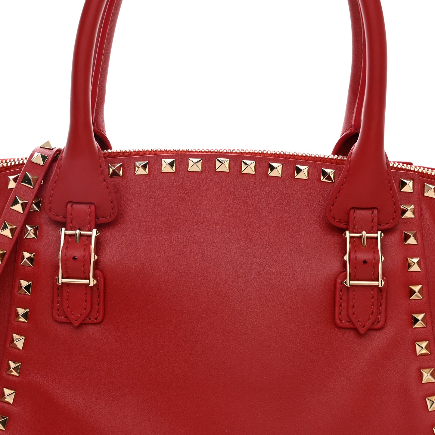 Vitello Rockstud Shoulder Bag Rosso Valentino