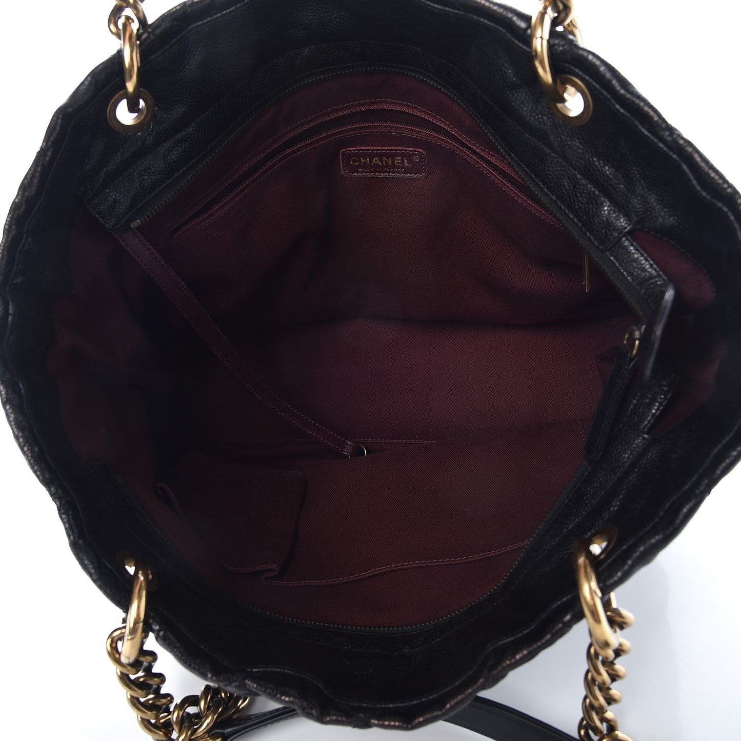 Glazed Caviar Coco Pleats Tote Black