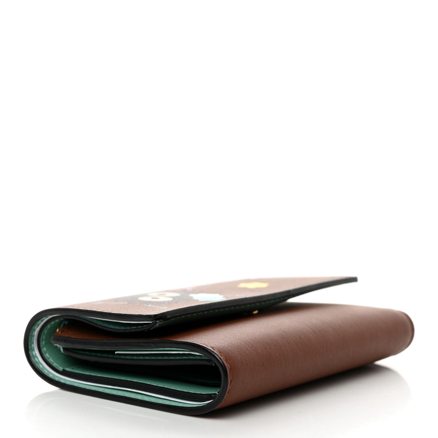 Loewe X SPIRITED AWAY Calfskin Susuwatari Small Vertical Wallet Havane Fresh Mint 4 of 9