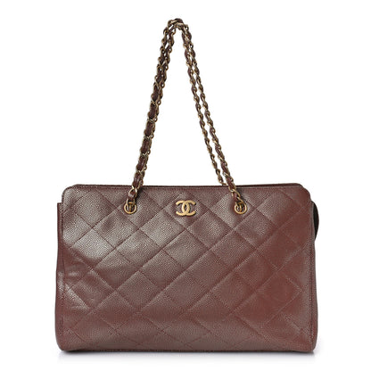 Chanel Metallic Caviar Quilted Shopping Tote Brown 1 of 9
