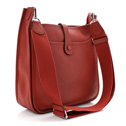 Hermes Taurillon Clemence EVELYNE III GM Rouge Venetian 3 of 12