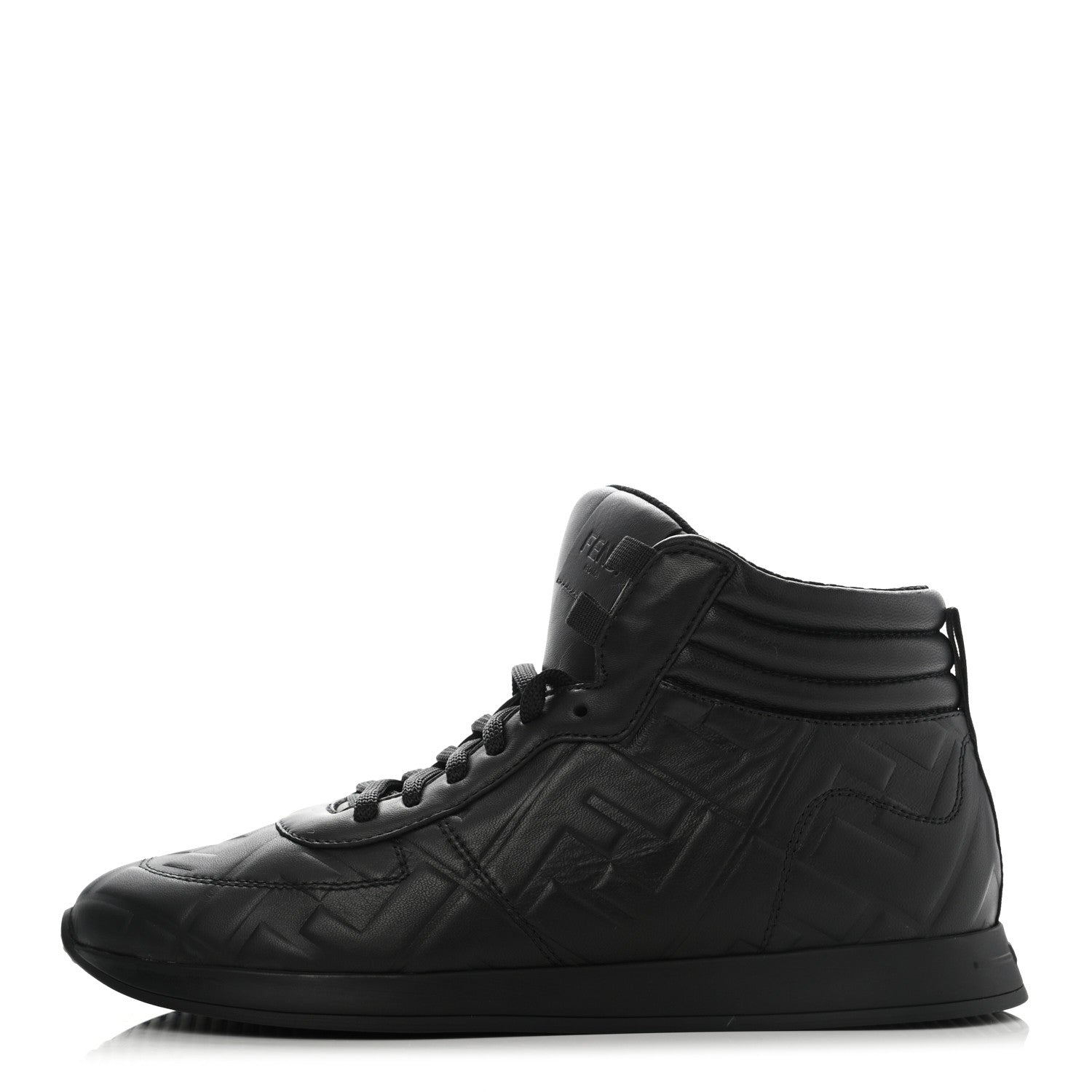 Fendi Nappa Macro FF Embossed High Top Sneakers 37 Black 1 of 9