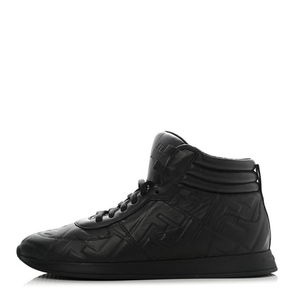 Fendi Nappa Macro FF Embossed High Top Sneakers 37 Black 1 of 9