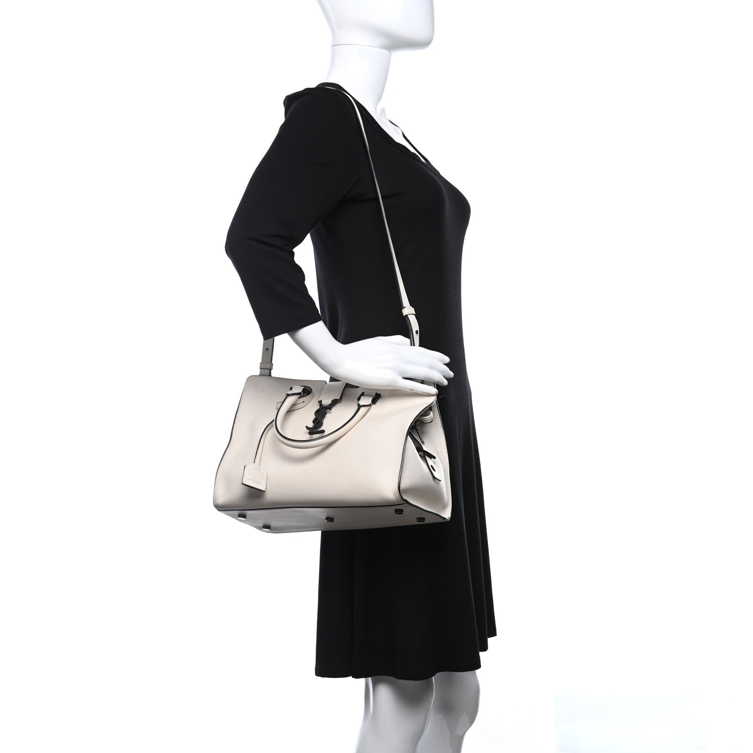 Saint Laurent Smooth Calfskin Small Cabas Monogram White 2 of 15