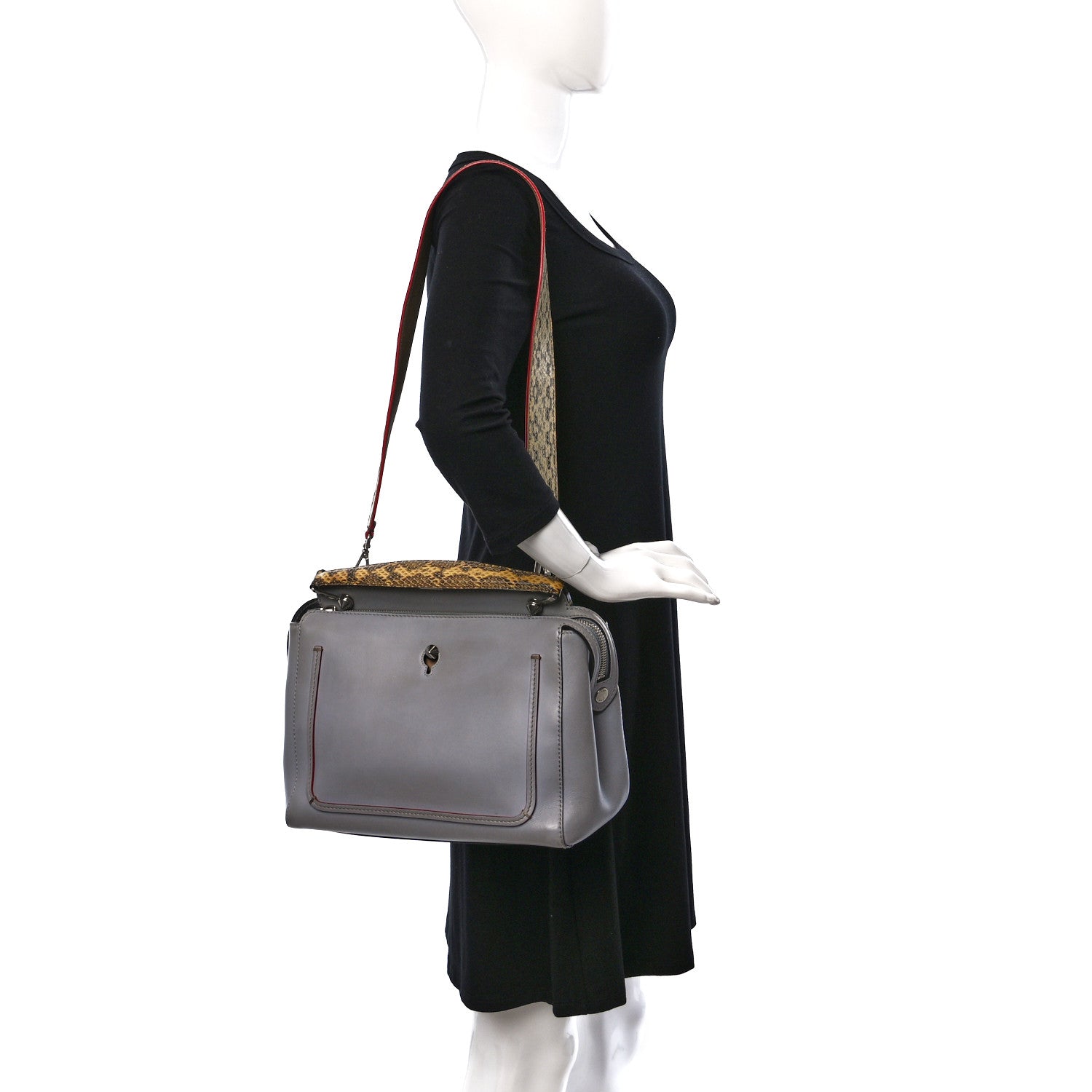 Fendi Vitello Baltico Dolce Elaphe DotCom Satchel Ardesia Grano Multicolor 2 of 11