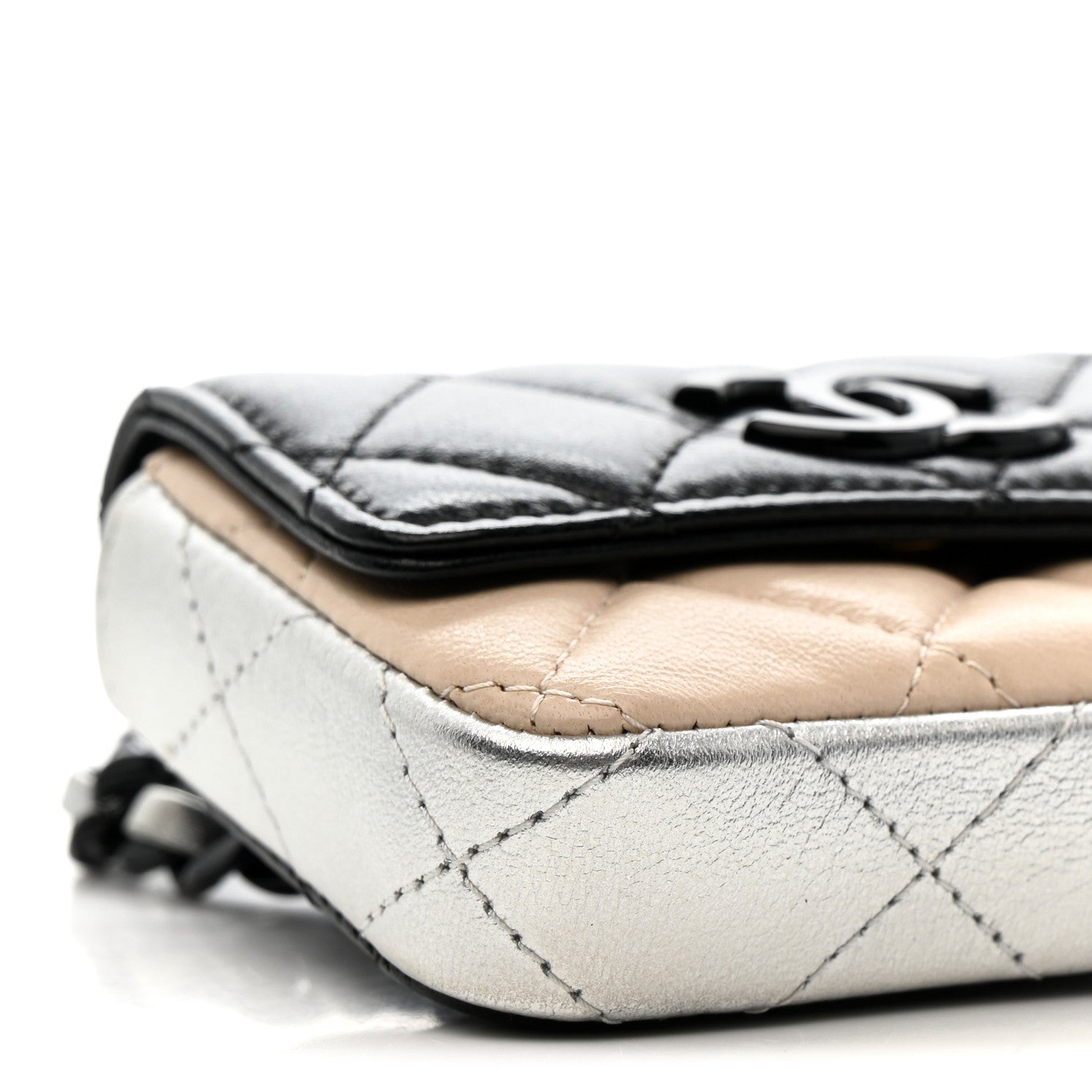 Chanel Lambskin Quilted Mini Chain Belt Bag Black Beige Multicolor 10 of 14