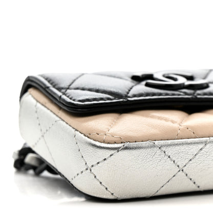 Chanel Lambskin Quilted Mini Chain Belt Bag Black Beige Multicolor 10 of 14
