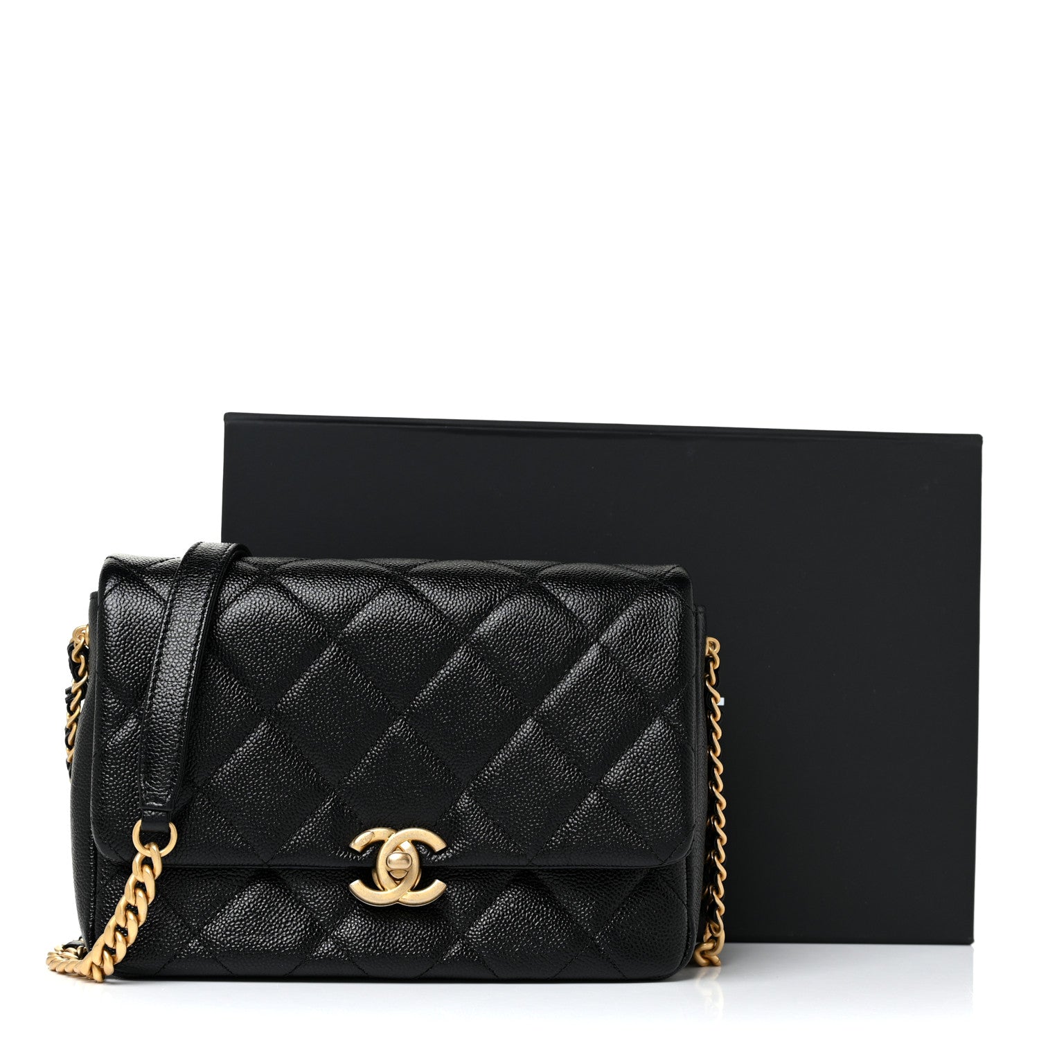 Chanel Shiny Caviar Quilted Small Chain Melody Flap Black 11 of 11