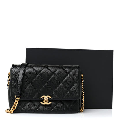 Chanel Shiny Caviar Quilted Small Chain Melody Flap Black 11 of 11