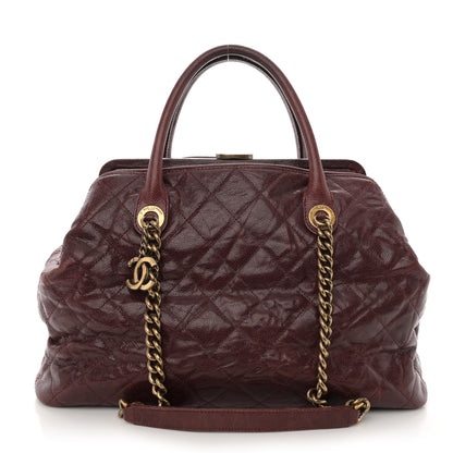 Chanel Glazed Caviar Quilted Small Shiva Tote Burgundy 1 of 11