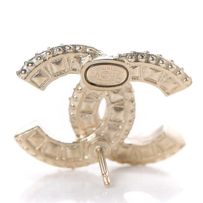 Chanel Crystal Timeless CC Earrings Light Gold 4 of 5