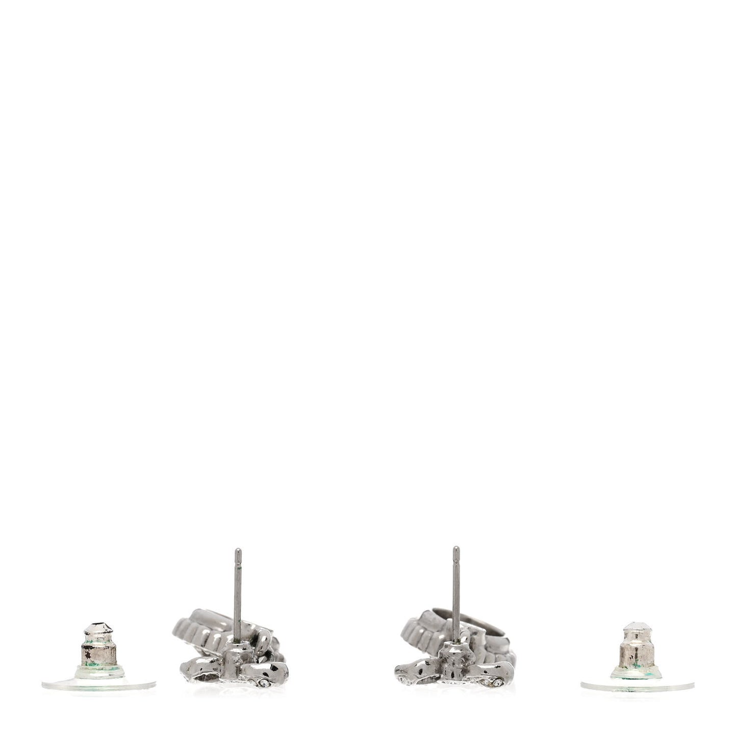 Crystal CC Bow Drop Earrings Silver