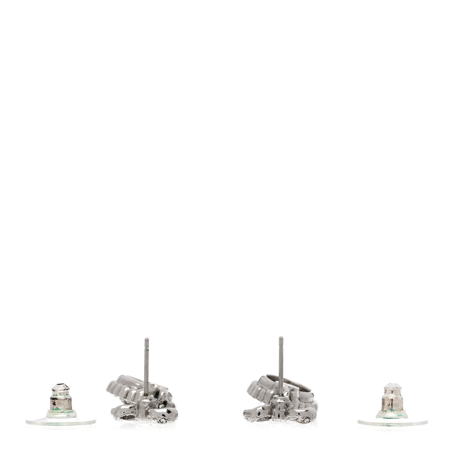 Chanel Crystal CC Bow Drop Earrings Silver 3 of 5